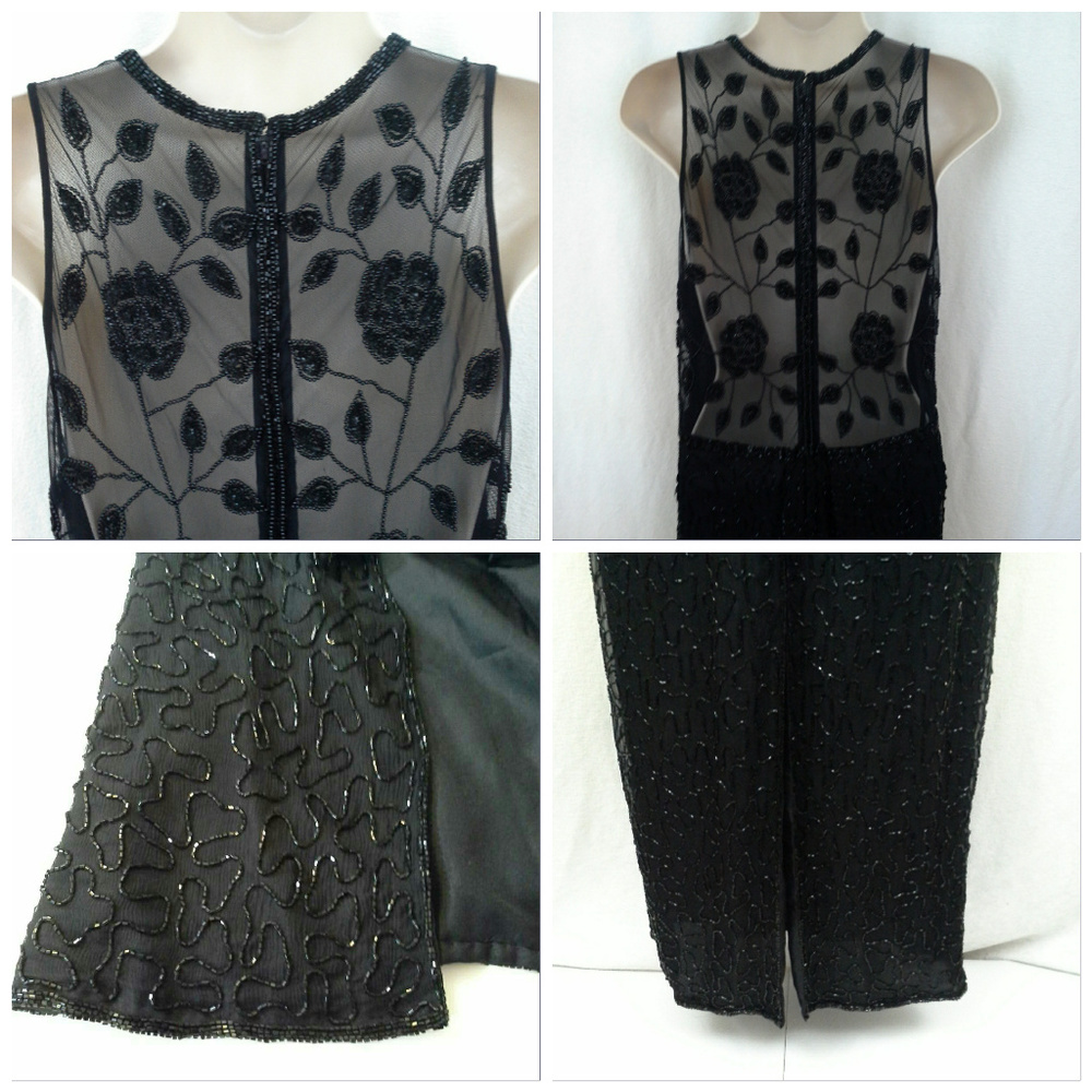 *HP* Brilliante by J.A. dress M Black Silk Beaded - Picture 3 of 8